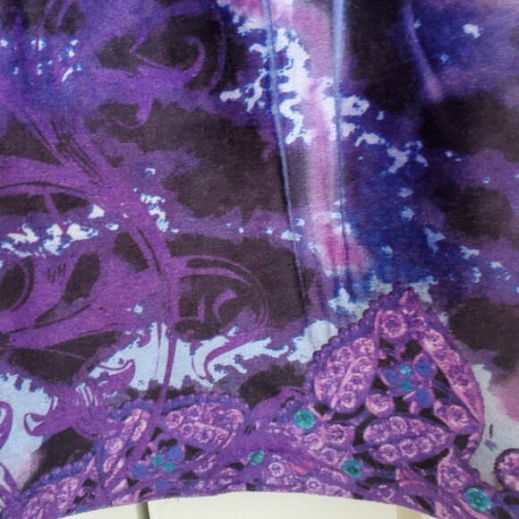 ONE WORLD Velvet Blouse Boho Style. Size M - Picture 7 of 10